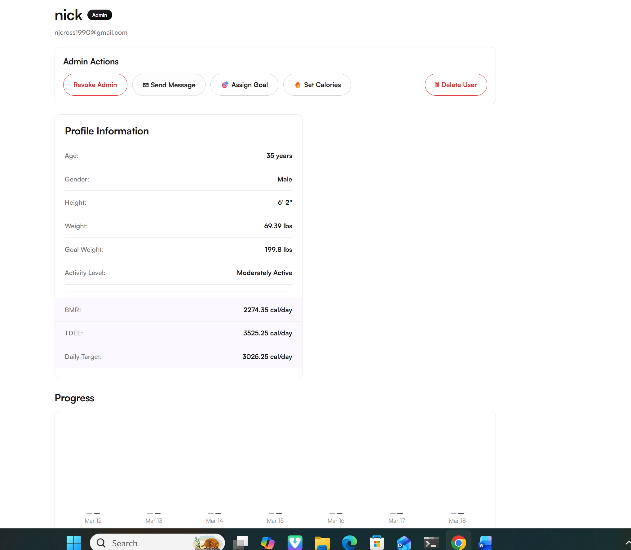 Profile and Admin Actions